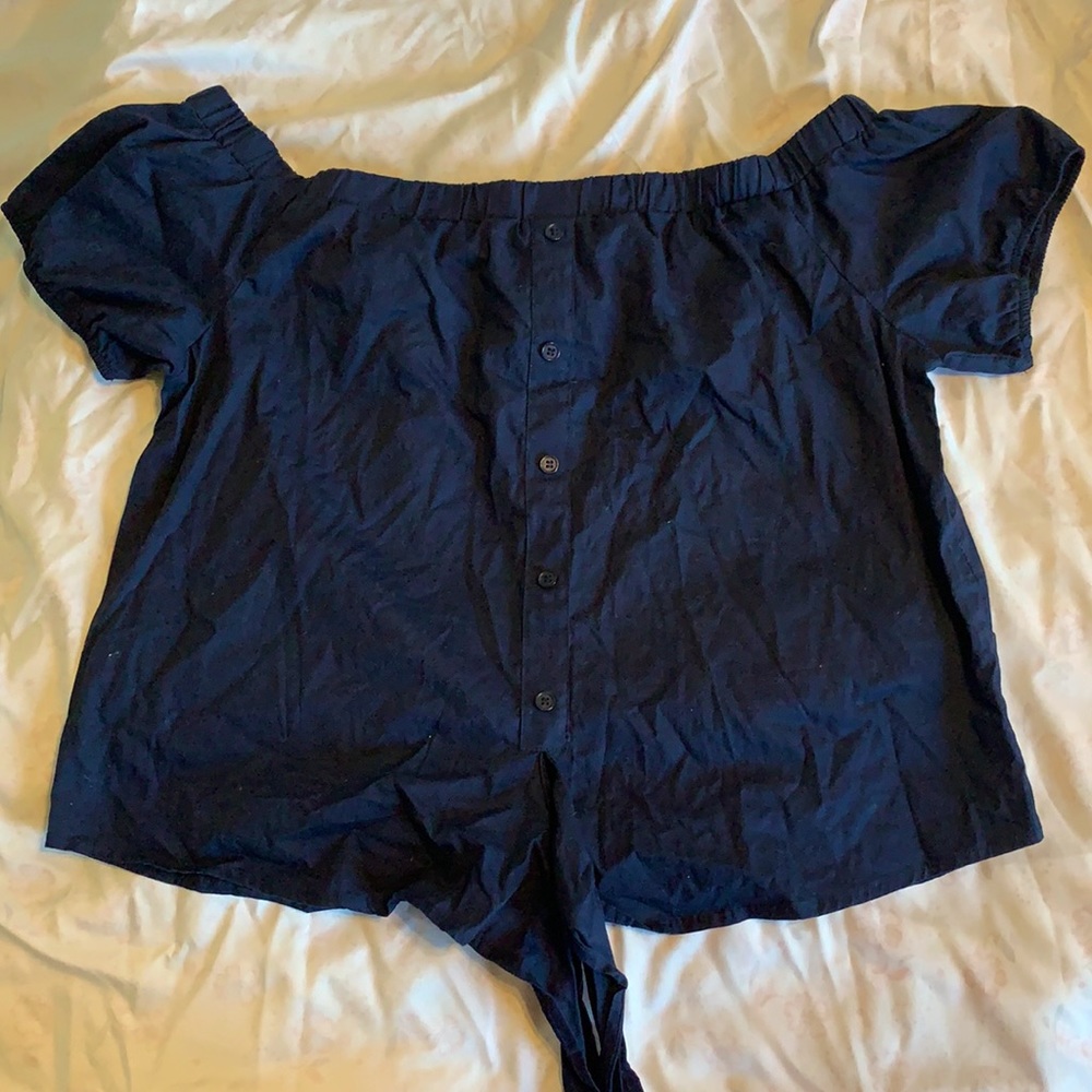 Blue off the Shoulder Shirt